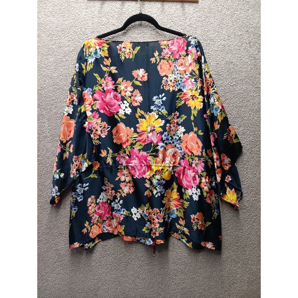 Chaps Relaxed Fit Floral Blouse Women‎ 2X Blue Pink Boho Peasant Top Romantic - Picture 5 of 8